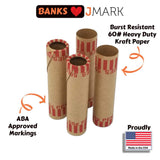 J Mark Burst Resistant Preformed Penny Coin Roll Wrappers, MADE IN USA, 92-Count Heavy Duty Cartridge-Style Coin Roller Tubes, Includes J Mark Coin Deposit Slip