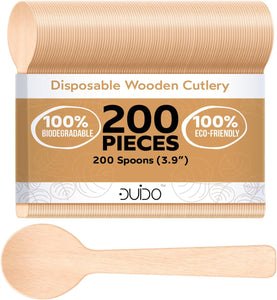 Disposable Small Wooden Mini Spoon – (Pack of 110) 3.9-inch Set Eco-Friendly Tasting Spoons Biodegradable Cutlery Compostable Dessert Utensils for Eating Party Supplies - Better Than Bamboo Palm Leaf