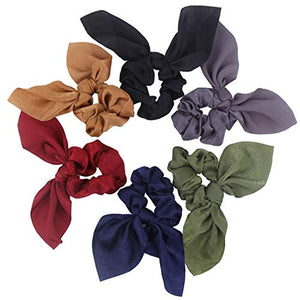 Hair Scarf Scrunchies Ponytail Holder  (6 Pack-Solid Color) Unique Hair Ties Designs to match Different Outfits  Satin Silk Hair Bands for Women