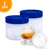 PREMIUM Ice Ball Molds, Round 2.5 Inch Ice Spheres. Stackable Slow Melting Round Ice Cube Maker for Whiskey and Bourbon (2, Blue)