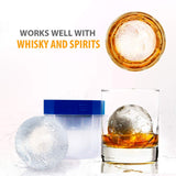 PREMIUM Ice Ball Molds, Round 2.5 Inch Ice Spheres. Stackable Slow Melting Round Ice Cube Maker for Whiskey and Bourbon (2, Blue)