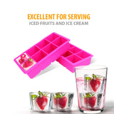 Bella Ice Cube Molds & Trays- Set of 2 Silicone Extra Large Ice Mold Trays for 8 Square Ice Cubes each. 2 Inch Jumbo Cavity Ice Cubes, Pink