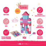 Large Building Wooden Blocks for Toddlers - with Princess Wooden Jigsaw Puzzles & Magic Wand - Educational Building Blocks for Toddlers Preschool Kids Ages 1 2 3 Year Old - Toys Girl Gifts Set