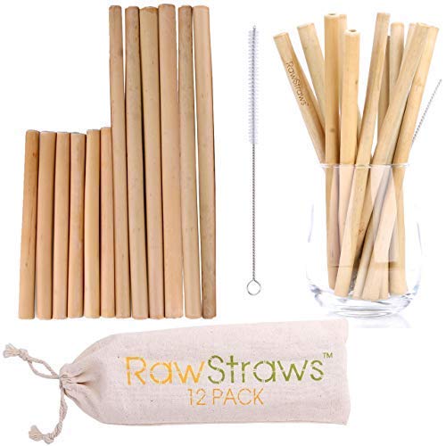 Reusable Bamboo Straws Biodegradable Drinking – 36 Pack with Sizes 8.5 inch and 5.1 inch Eco-Friendly Storage Pouch and Cleaning Brush