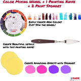 Painting Kit for Adults - 39 Piece Set Includes 24 Acrylic Paints, 3 Canvas, 6 Brushes, Wood Palette, Table Easel, Color Wheel, Spatula