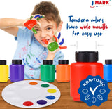 Washable Tempera Kids Paint Set – Spill Proof Paint Cups, Paint Pad, Paint Brushes, Art Smock, Non Toxic Water Based Tempera Paint, Mixing Palette – Toddler Painting Set