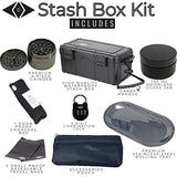 Waterproof Stash Box Combo with Lock – Steel Rolling Tray , 100 mL Airtight UV Smell Proof Jar, Premium Grinder with Magnetic Lid, Charcoal Bag, 2 Odorless Resealable Bags and Accessories Kit Pouch