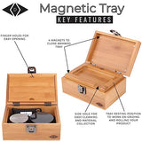 Premium Stash Box Kit with Lock – and Bamboo Wood Rolling Tray Combo, 100 mL Airtight UV Smell Proof Jar, Premium Grinder with Magnetic Lid, Charcoal Bag, 2 Discreet Odorless Resealable Bags