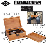 Premium Stash Box Kit with Lock – and Bamboo Wood Rolling Tray Combo, 100 mL Airtight UV Smell Proof Jar, Premium Grinder with Magnetic Lid, Charcoal Bag, 2 Discreet Odorless Resealable Bags