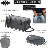 Waterproof Stash Box Combo with Lock – Steel Rolling Tray , 100 mL Airtight UV Smell Proof Jar, Premium Grinder with Magnetic Lid, Charcoal Bag, 2 Odorless Resealable Bags and Accessories Kit Pouch