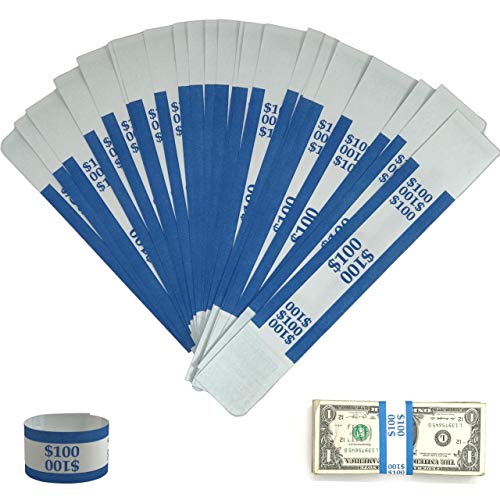 Money Bands Currency Sleeves Straps – Made in USA (Pack of 330 for $100) Self-Adhesive Money Wrappers for Bills Color Coded Wraps Meets ABA Standards, 7.5 x 1.25 inches – Counter Recyclable Kraft Pape