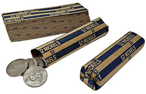 J Mark 1000 Nickels Coin Roll Wrappers, MADE IN USA, J Mark Coin Deposit Slip, Flat Coin Rollers