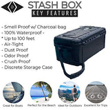 Waterproof Stash Box Combo with Lock – Steel Rolling Tray , 100 mL Airtight UV Smell Proof Jar, Premium Grinder with Magnetic Lid, Charcoal Bag, 2 Odorless Resealable Bags and Accessories Kit Pouch