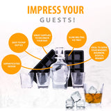 Bella Decanter Sets - Premium Glass Scotch with 7 Pieces - Bourbon Decanter Liquor with 4 Whiskey Glasses and 2 Extra Large Silicone Ice Cube Molds