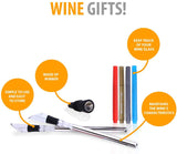 Bella Wine Chillers - Set of 2 Stainless Steel Wine Chiller Stick, 4 Wine Markers and Wine Stopper. Iceless Wine Chiller Rod with Aerator and Pourer. Perfect For Wine Lovers and Enthusiasts