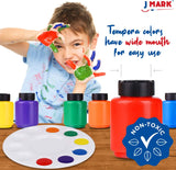 Washable Tempera Kids Paint Set – 32-Piece Painting Set with Non Toxic Water Based Tempera Paint, Spill Proof Paint Cups, Paint Brushes, Art Smock, , Mixing Palette