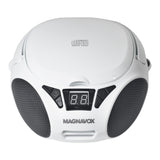 Magnavox MD6924-WH Portable Top Loading CD Boombox with AM/FM Stereo Radio in White and Black | CD-R/CD-RW Compatible | LED Display | AUX Port Supported | Programmable CD Player |