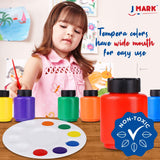 Washable Tempera Kids Paint Set – 32-Piece Painting Set with Spill Proof Paint Cups, Paint Brushes, Art Smock, Non Toxic Water Based Tempera Paint, Mixing Palette