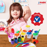 Washable Tempera Kids Paint Set – 32-Piece Painting Set with Spill Proof Paint Cups, Paint Brushes, Art Smock, Non Toxic Water Based Tempera Paint, Mixing Palette