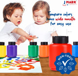 Washable Finger Paint Set for Kids – 8-Piece Set with 50-Sheet Large Paper Pad, 6 Non Toxic Washable Tempera Paints and Art Smock