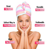 Microfiber Hair Towel Turban Wrap  2 Pc Head Wraps for Women Bundled with Comb for Women Anti-Frizz Absorbent Twist Drying Shower Towel Hat Works Like Magic Quick Dry