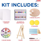 Painting Kit for Adults - 39 Piece Set Includes 24 Acrylic Paints, 3 Canvas, 6 Brushes, Wood Palette, Table Easel, Color Wheel, Spatula