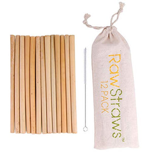 Organic Bamboo Straws Reusable – Multiple Packs Eco Friendly Biodegradable Non Plastic Wood Drinking Straw (12 PACK)