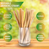 Reusable Bamboo Straws Biodegradable Drinking – 14 Pack Sizes 8.5 inch 7.1 inch and 5.1 inch Eco-Friendly Storage Pouch and Cleaning Brush