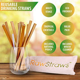 Reusable Bamboo Straws Biodegradable Drinking – 14 Pack Sizes 8.5 inch 7.1 inch and 5.1 inch Eco-Friendly Storage Pouch and Cleaning Brush