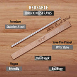 Stainless Steel Straws with Case –(4 Pack) 2 8.5 Inch Travel Eco-Friendly Reusable Straws and 1 Wood Case – Personal Straw Kit better than Collapsible and Foldable Metal Straw fits Yeti, Tervis, Rtic