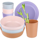 Kids Bamboo Bowls and Cups Dinnerware Set – 8-Piece Toddler Bowls and Cups BPA Free, Eco-Friendly, Non-Toxic, Stackable, Dishwasher Safe Kid Tableware Set