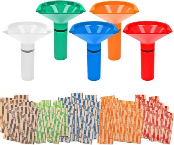 Coin Counters & Coin Sorters Tubes Bundle of 5 Color-Coded Coin Tubes and 110 Assorted Coin Wrappers