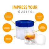 PREMIUM Ice Ball Molds 6-PACK - BPA Free 2.5 Inch Ice Spheres. Stackable Slow Melting Round Ice Cube Maker for Whiskey and Bourbon