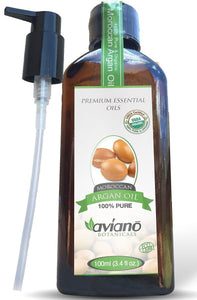 Avíano Botanicals Argan Oil - 100% Pure & USDA Certified ORGANIC Moroccan Virgin Argan Oil - Large 100ml Bottle