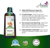 Avíano Botanicals Argan Oil - 100% Pure & USDA Certified ORGANIC Moroccan Virgin Argan Oil - Large 100ml Bottle