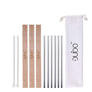 Reusable Portable Straws with Case – (6 Pack) 8.5 Inch Travel Eco-Friendly Stainless Steel Straws with Wood Case – Personal Straw Kit fits Yeti, Tervis, Rtic, Tumblers of 16 Oz, and 20 oz Wooden Case