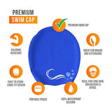 Long Hair Dreadlock Swim Cap – Silicone Swimming L Cap - Waterproof Blue Cap with Extra Pouch – Pool Caps Ideal for Women Men Youth Children.