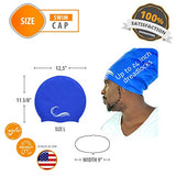 Long Hair Dreadlock Swim Cap – Silicone Swimming L Cap - Waterproof Blue Cap with Extra Pouch – Pool Caps Ideal for Women Men Youth Children.