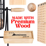 Professional Deluxe Bingo Game Set – Bundle with Dominoes Set - Bingo Cage, Balls, Cards, Storage Bag for Kids, Adults, Family Games