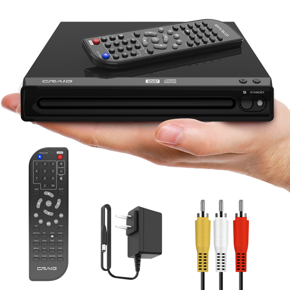 Craig CVD512a Compact DVD Player with Remote in Black | Compatible with DVD/DVD-R/DVD-RW/JPEG/CD-R/CD-RW/CD | Progressive Scan | Multilingual Supported |