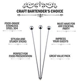 Cocktail Picks Stainless Steel Toothpicks – 8 inch 24 Pack Martini Picks Reusable Fancy Metal Drink Skewers Garnish Swords Sticks for Martini Olives Appetizers Bloody Mary Brandied